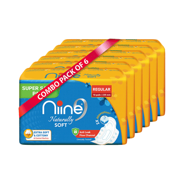 Niine Naturally Soft Pads For Women (18 Each) Regular Super Saver Pack