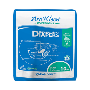 Arokleen Overnight Disposable Adult Diaper (10 Each) Large