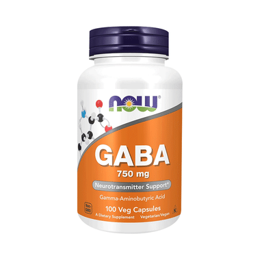 Now Foods GABA (Gamma Aminobutric Acid) 750mg For Neurotransmitter Support | Vegetarian Capsule