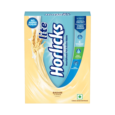 Horlicks Lite With Antioxidant Nutrients, Protein & No Added Sugar For Stamina, Bones, Immunity & Growth Powder Badam