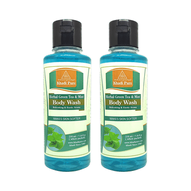 Khadi Pure Herbal Green Tea & Mint Body Wash (210ml Each)