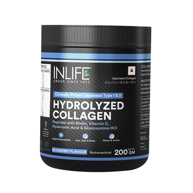 Inlife Hydrolyzed Type 1 & 3 Collagen Peptides | Powder For Skin, Joints & Muscles | Blueberry