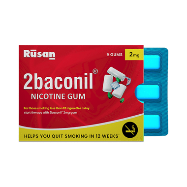 2baconil 2mg Nicotine Chewing Gum | Sugar-Free | Flavour Ice Mint Sugar Free