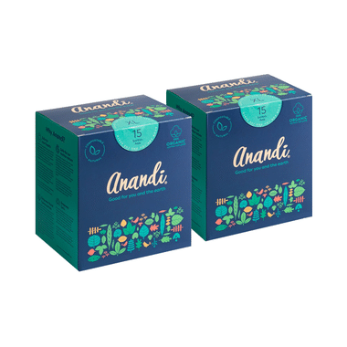 Anandi 100% Organic Cotton Sanitary Pads For Women With Disposal Pouch (15 Each) XL