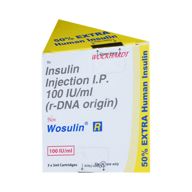 New Wosulin R 100IU/ml Injection 3ml Each