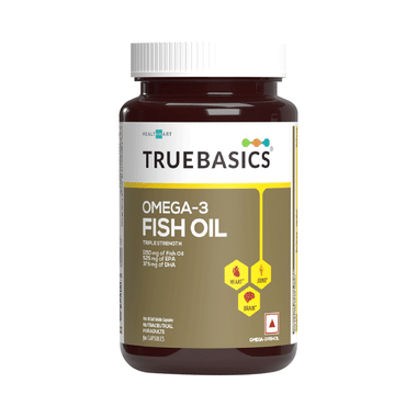 TrueBasics Omega 3 Triple Strength Fish Oil | For Brain, Heart & Joints | Soft Gelatin Capsule