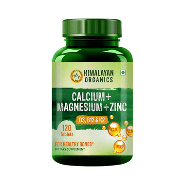 Himalayan Organics Calcium + Magnesium + Zinc | With Vitamin D3, B12 & K2 For Healthy Bones | Tablet