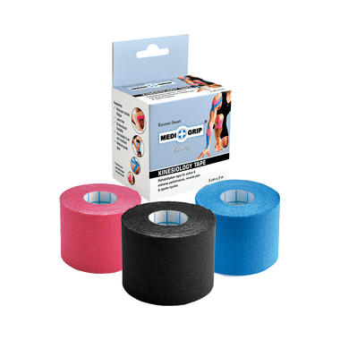 Medigrip Sports Kinesiology Tape 5cm x 5m Blue, Black & Pink