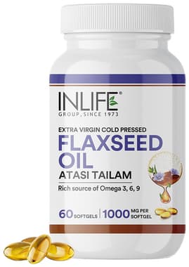 Inlife Flaxseed Oil Capsules 1000mg | Omega 3 6 9, Extra Virgin Cold Pressed Oil for Heart & Brain Health Inlife Flaxseed Oil Capsules 1000mg | Omega 3 6 9, Extra Virgin Cold Pressed Oil for Heart & Brain Health