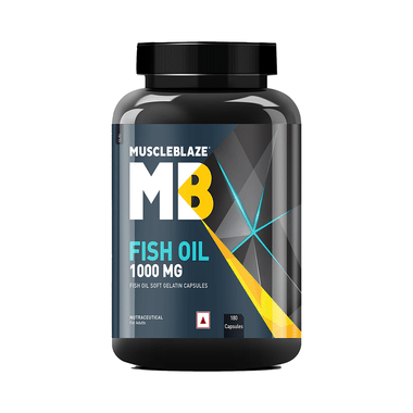 MuscleBlaze Fish Oil 1000mg | For Heart, Brain, Joint, Eyes & Immunity | Soft Gelatin Capsule