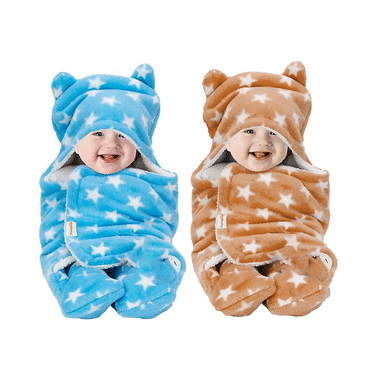 Oyo Baby Blanket Wrapper Sleeping Bag Star Beige & Star Blue