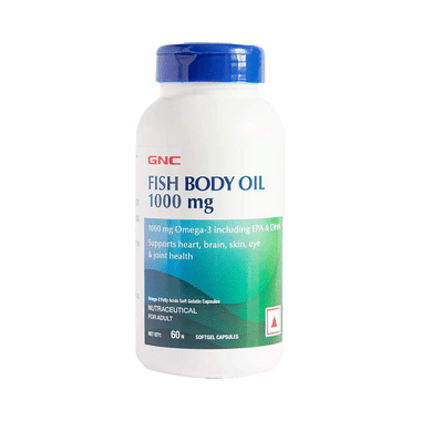 GNC Fish Oil 1000mg With Omega 3 (EPA & DHA) | Softgel Capsule For Heart, Brain, Skin, Eye & Joint Health