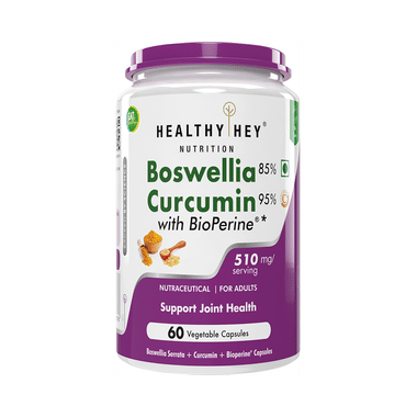 HealthyHey Boswellia Curcumin With Bioperine Vegetable Capsules