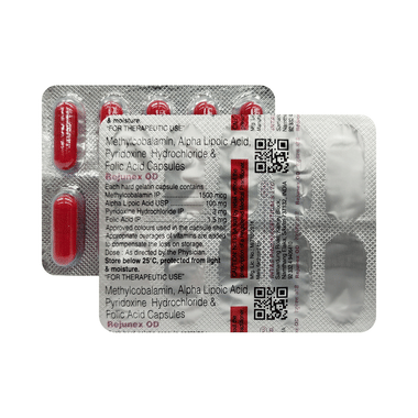 RejuNEX OD Capsule with Mecobalamin, ALA , Pyridoxal Hydrochloride & Folic Acid