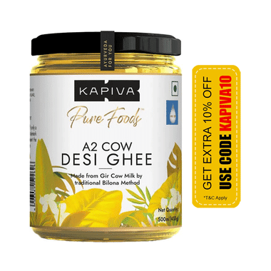 Kapiva A2 Desi Pure Foods 100% Organic Cow Ghee | Good Fats for Healthy Heart