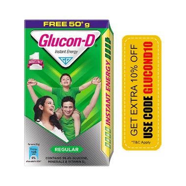 Glucon-D Instant Energy | Health Drink With Glucose, Calcium, Vitamin C & Sucrose | Flavour Regular
