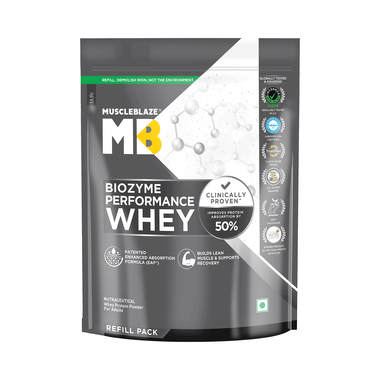 MuscleBlaze Biozyme Performance Whey Protein Powder | Flavour Magical Mango Refill Pack