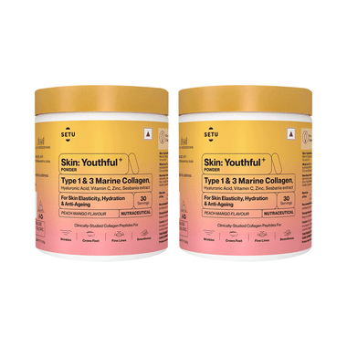 Setu Skin: Youthful+  Marine Collagen Powder (200gm Each) Peach Mango