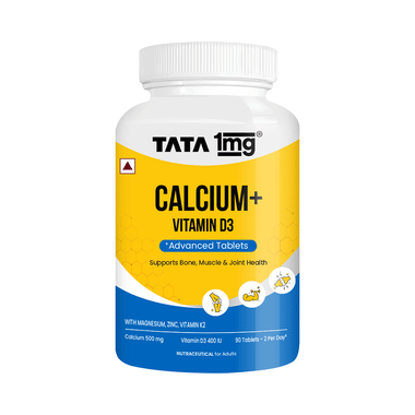 Calcium And Vitamin D3 Tablets With Zinc, Magnesium & Alfalfa | Citrate Malate Form | By Tata 1mg
