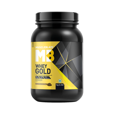 MuscleBlaze Whey Gold 100% Whey Protein Isolate | With Digestive Enzymes | Powder For Muscle Synthesis | Flavour Powder Rich Milk Chocolate