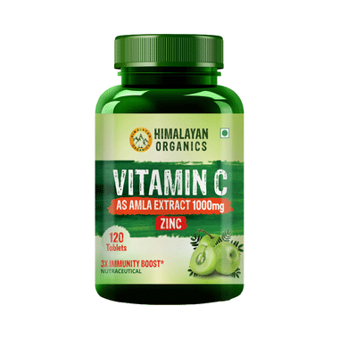 Himalayan Organics Vitamin C As Amla Extract 1000mg | With Zinc For Nervous System & Immunity | Tablet
