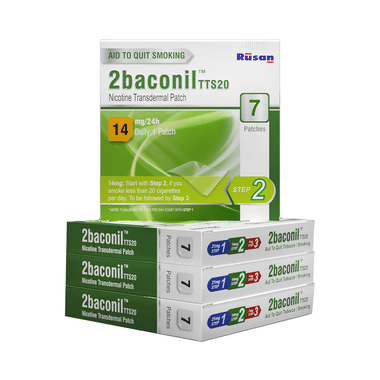2baconil Step 2 Nicotine 14mg Transdermal Patch 1 Month Therapy (7 Each)