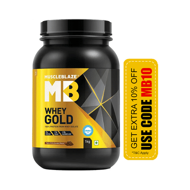 MuscleBlaze Whey Gold 100% Whey Protein Isolate | With Digestive Enzymes | Powder for Muscle Synthesis | Flavour Powder Rich Milk Chocolate