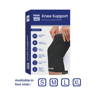 Tata 1mg Knee Cap for Pain Relief, Sports & Exercise, Knee Support Black for Men and Women Medium