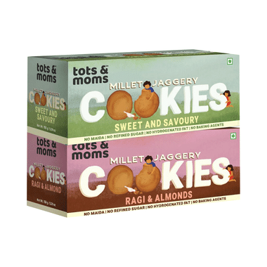 Tots And Moms Millet Jaggery Cookies (150gm Each) Ragi & Almonds And Sweet & Savory