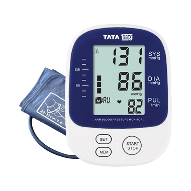 Tata 1mg Digital Blood Pressure Monitor, One Touch Operation, BP Monitor With Backlit