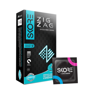 Skore Zig Zag Dotted & Ribbed Condoms