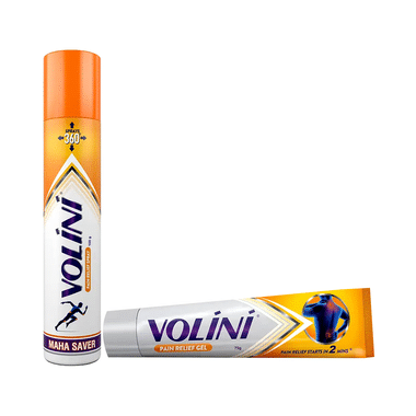 Combo Pack of Volini for sprain, muscle and joint pain Spray (100gm) & Volini Pain Relief Gel for Muscle, Joint & Knee Pain (75gm)