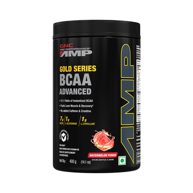 GNC Pro Performance AMP Gold Series BCAA Advanced | For Lean Muscles & Recovery | Flavour Powder Watermelon