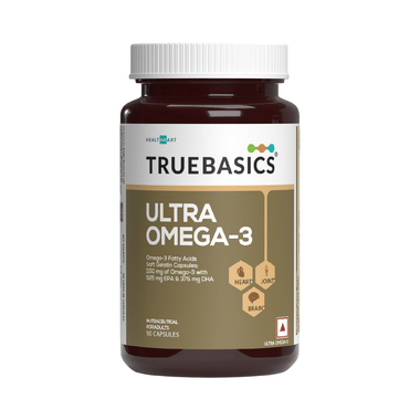 TrueBasics Ultra Omega-3 Fatty Acid Capsule Triple Strength With 1150mg Omega 3, 525mg EPA & 375mg DHA | For Heart, Joints & Brain Health