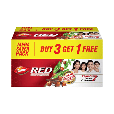 Dabur Red Toothpaste For  Complete Oral Care | Fluoride-Free | Buy 3 Get 1 Free 200gm Each