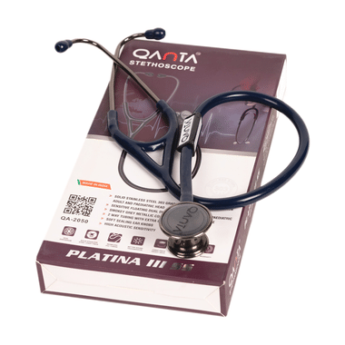 Qanta QA-2050 PLATINA III SS Smokey Grey Finish, Stainless Steel Stethoscope Blue