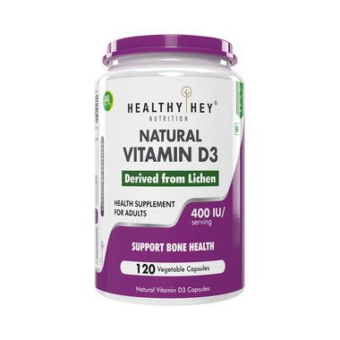 HealthyHey Natural Vitamin Vegan D3 400IU Vegetable Capsule