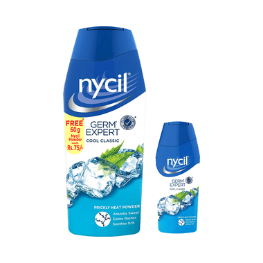 Nycil Cool Classic Prickly Heat Powder with Nycil 60gm Germ Expert Cool Classic Talc Free
