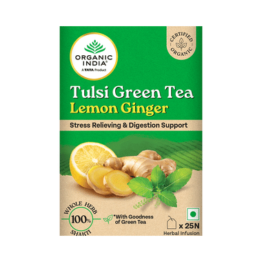 Organic India Tea for Immunity, Antioxidant Support & Stress Relief | Flavour Lemon Ginger Green Tea