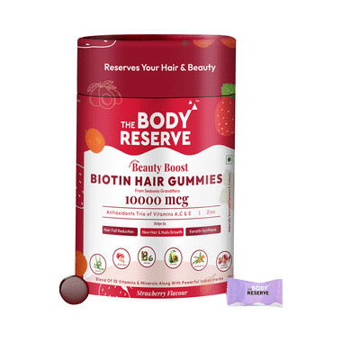 The Body Reserve Biotin Hair Gummies 10000mcg Strawberry