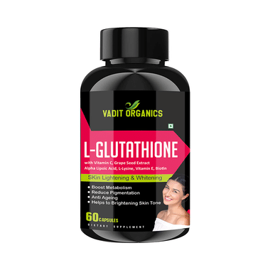 Vadit Organics L-Glutathione | With Vitamin C, ALA, Vitamin E & Biotin For Skin Health | Capsule