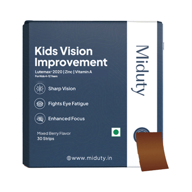 Miduty Kids Vision Improvement Disintegrating Strip | Lutein, Zeaxanthin, Eye Screen Time Protection (4.8gm Each) Mixed Berry