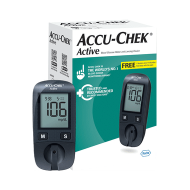 Accu-Chek Active Blood Glucometer Kit (Box of 10 Test strips Free) | Blood Glucose Monitors