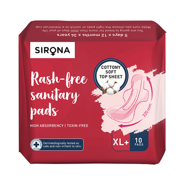 Sirona Cottony Top Sheet Soft Rash Free Sanitary Pads XL+