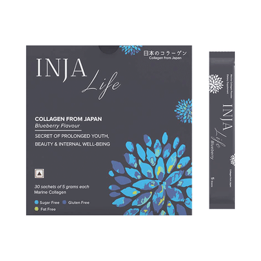INJA Life Collagen Powder For Anti-Ageing Support, Skin & Hair Health | Flavour Blueberry