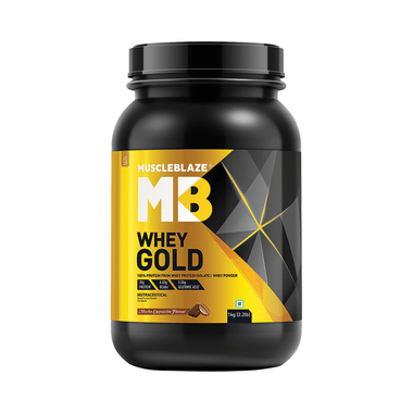 MuscleBlaze Whey Gold 100% Whey Protein Isolate | With Digestive Enzymes | Powder For Muscle Synthesis | Flavour Powder Mocha Cappuccino