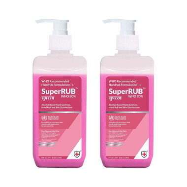 Super Rub WHO 80% Alcohol Based Hand Sanitizer (500ml Each)
