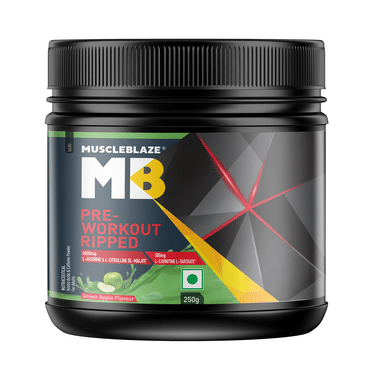 MuscleBlaze Green Apple | Pre Workout Ripped | With Arginine, Citrulline & Creatinine-Tartrate