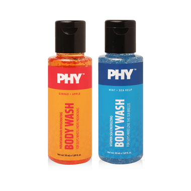 Phy Combo Pack of Mountain Rain Invigorating & Vitamin Sea Energizing Body Wash (50ml Each)