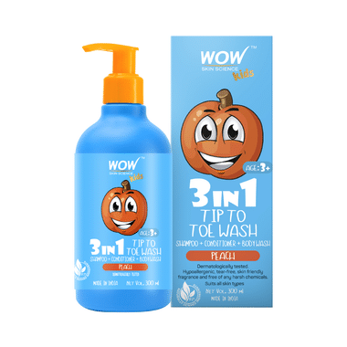WOW Skin Science Kids 3 In 1 Tip To Toe Wash Peach